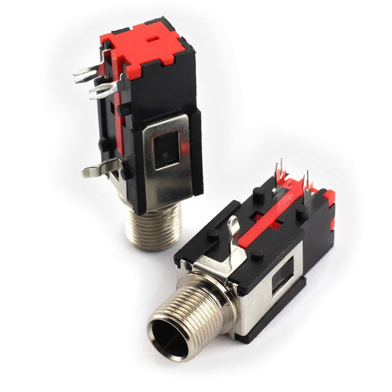 Tegg 2pcs 6.35mm Headphone Socket 2Pin Panel Mount Thread Lock Audio Stereo Female Jack Connector 1/4 inch - Image 2